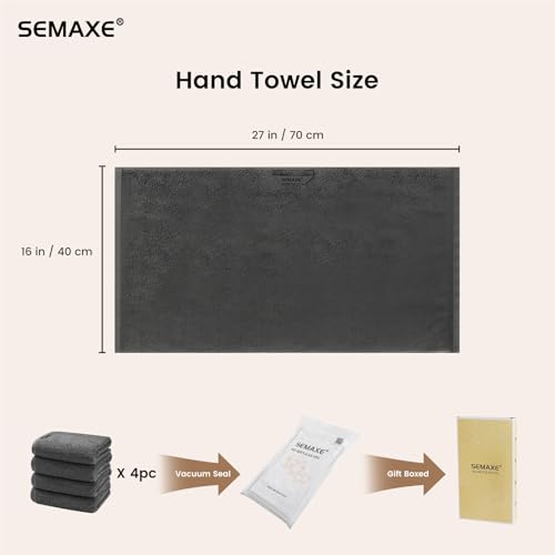 4-Pack Gray Cotton Hand Towels with Hanging Loops, 16x27 Inch