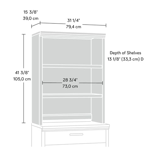 Aspen Post Office Hutch with 2 Adjustable Shelves, Pebble Pine Finish