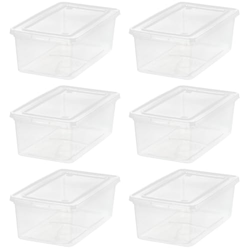 Clear Storage Bins with Lids 6-Quart 6-Pack Stackable Plastic Containers