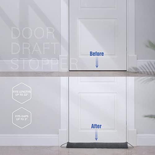 Weighted Under Door Draft Stopper - 32 Inch Noise & Cold Air Blocker