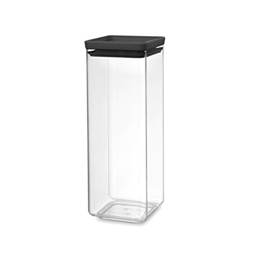 Brabantia Tasty+ Stackable Food Canister (Dark Gray / 0.66 Gal) BPA-Free Space-Saving Durable Jar with Silicone Seal Lid for Freshness