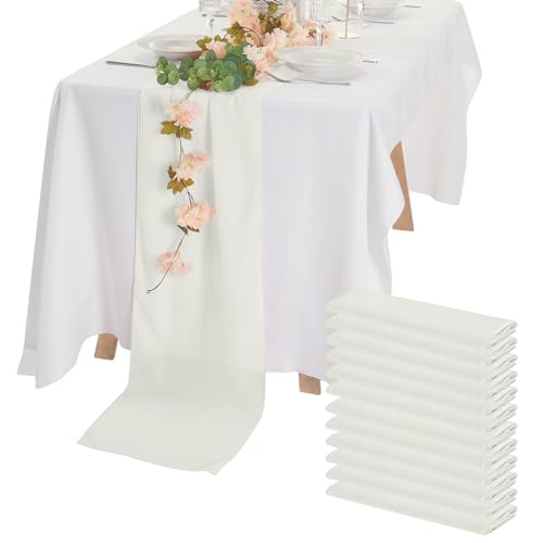 Peomeise 12 Pack Ivory Chiffon Table Runners 14 x 108 Inches for Wedding & Party Decor