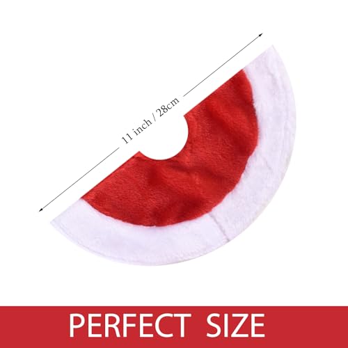 Small Christmas Tree Skirt, Red and White Short Plush Mini Shirts for