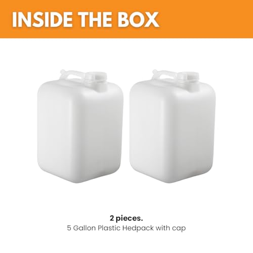 5 Gallon Water Container with Cap 2-Pack BPA-Free Food-Grade
