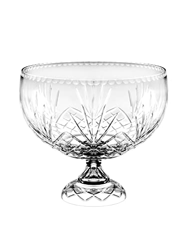 Handmade Lead Crystal Footed Centerpiece Bowl - 12-Inch Punch Bowl