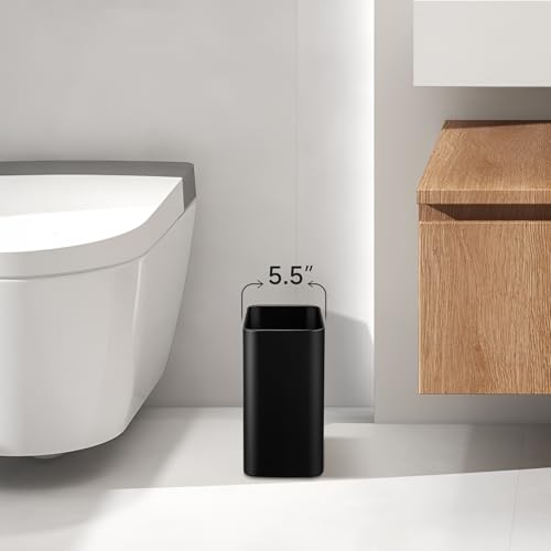 Small Stainless Steel Bathroom Trash Can, 2.1 Gallon Open-Top Wastebasket