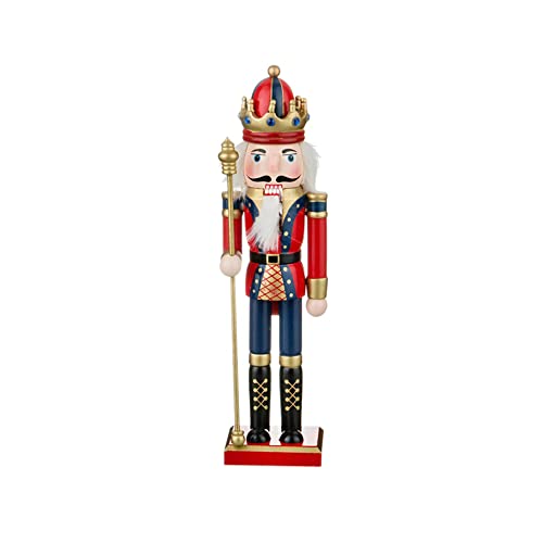 12-Inch Wooden Nutcracker Christmas Figure with Scepter - Holiday Decor