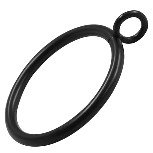 50-Pack 1.5-Inch Metal Curtain Rings with Eyelets - Durable Black Drapery Rings