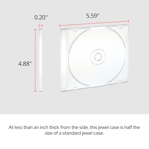 Verbatim 5.2mm Clear Slim Jewel Cases - Pack of 25 CD/DVD Storage Cases