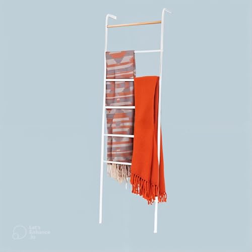 INNOKA White Wall Leaning Ladder Rack for Clothes & Home Decor