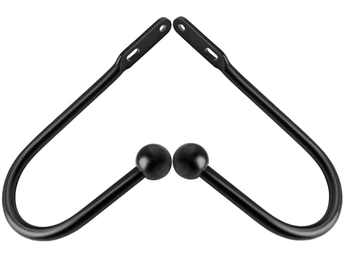 Wall Mount Curtain Tiebacks, 6-Inch Metal Drapery Holdbacks, Black - 2 Pack