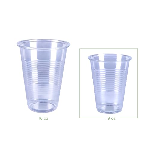 Amazon Basics Small Disposable Clear Plastic Cups, 9oz, 100 Count
