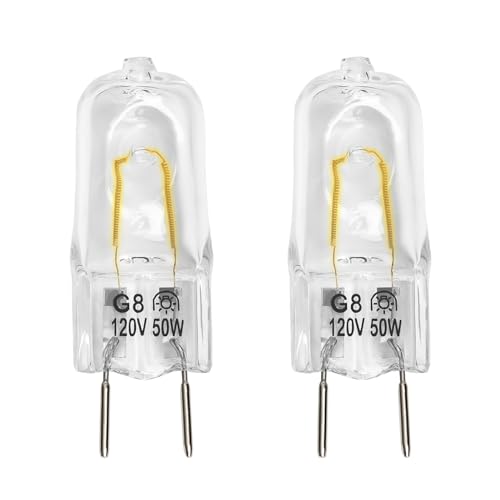 120V 50W G8 Bi-Pin Halogen Microwave Oven Light Bulb - 2 Pack