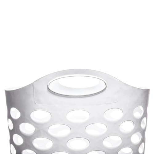 Tall Plastic Laundry Hamper with Handles - Durable Round Storage Basket