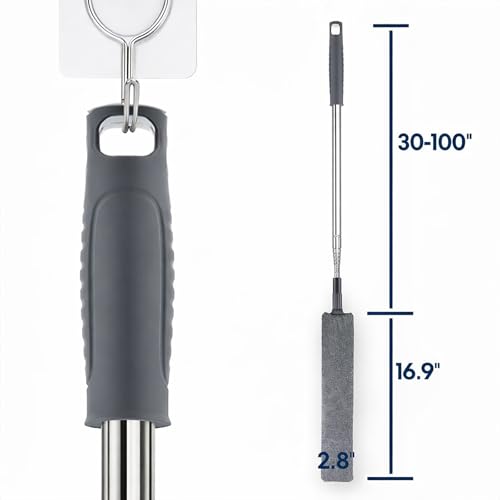 Retractable Gap Duster with 30-100" Extension Pole & 3 Microfiber Cloths