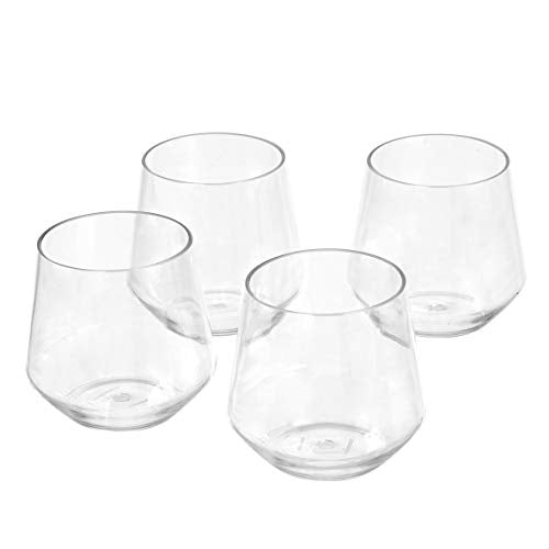 14-oz Stemless Wine Glasses, Shatterproof Tritan Plastic, Set of 4