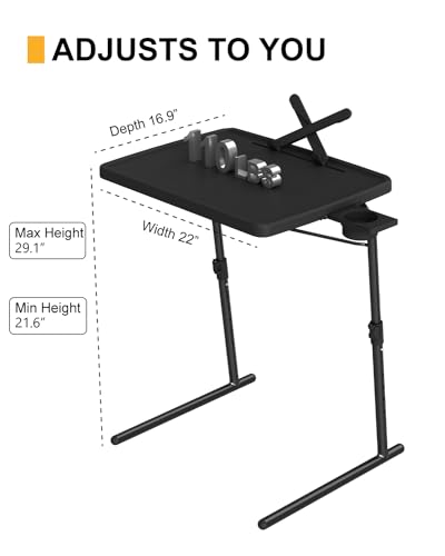 XL Folding TV Tray Table with Cup Holder, Adjustable Laptop Desk