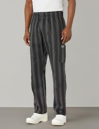 Chef Code Modern Fit Unisex Cargo Chef Pants, Elastic Waist CC220 (Chalkstripe Gray, L)