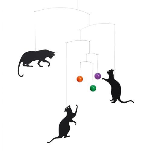 Decorative Cat Mobile Hanging Kinetic Sculpture 18" x 22"