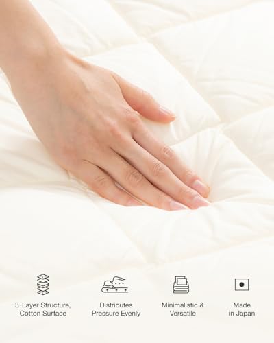Japanese Futon Queen Size, Foldable Shikibuton Floor Bed, Cotton Sleeping Pad