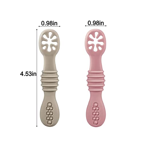 Silicone Baby Feeding Spoons 7 Pack - Soft Self-Feeding Utensils for Toddlers