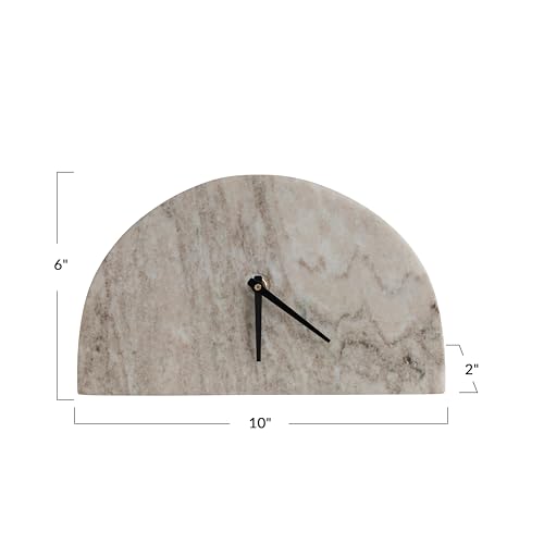 Half Moon Marble Mantel Clock - Beige Modern Table Clock 10-Inch