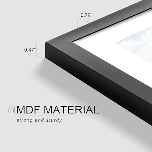 8x10 Black Picture Frame Set of 12 - Modern Gallery Wall Frames with Mat