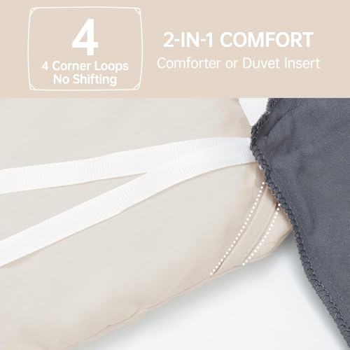 Beige Queen Comforter Set 3-Piece All-Season Down Alternative Bedding
