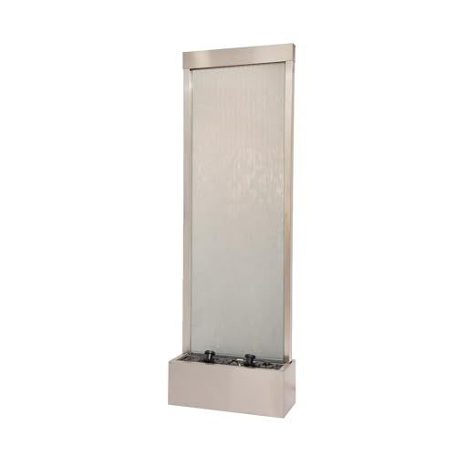 72-Inch Floor Standing Waterfall Fountain with LED Lights and Stones