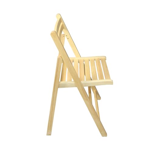 Solid Wood Folding Chairs - 2-Piece Set, Natural Finish