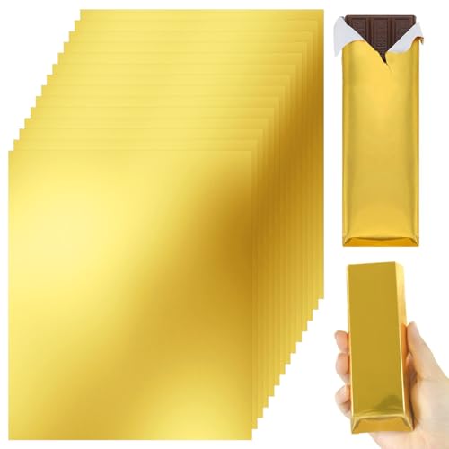 HRXMS Golden Chocolate Bar Wrappers 120pcs 6x7.5in Thick Backing - Food Grade Candy Wrappers