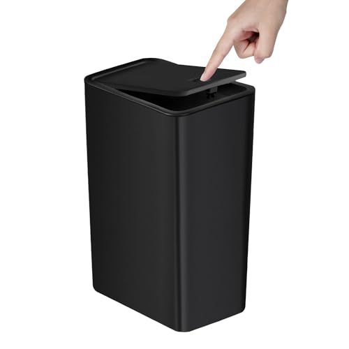 Slim Plastic Trash Can with Pop-Up Lid - 10L / 2.6 Gallon Small Garbage Can