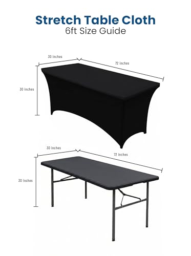 Black Spandex Stretch Tablecloth 2-Pack (6ft) - Fitted Table Cover