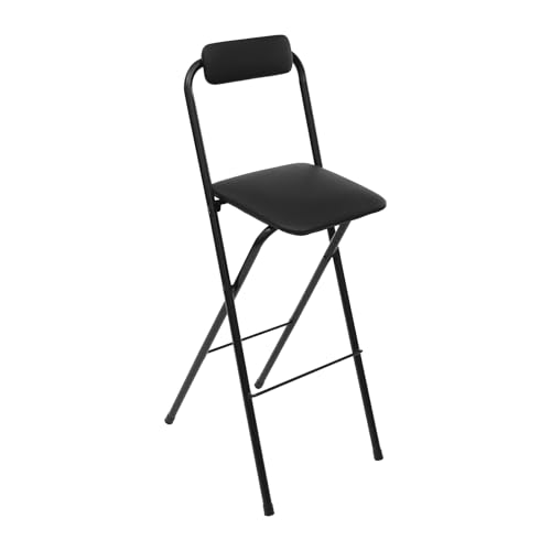 Folding Counter Height Bar Stool, 29.5-inch Padded Portable Chair, Black