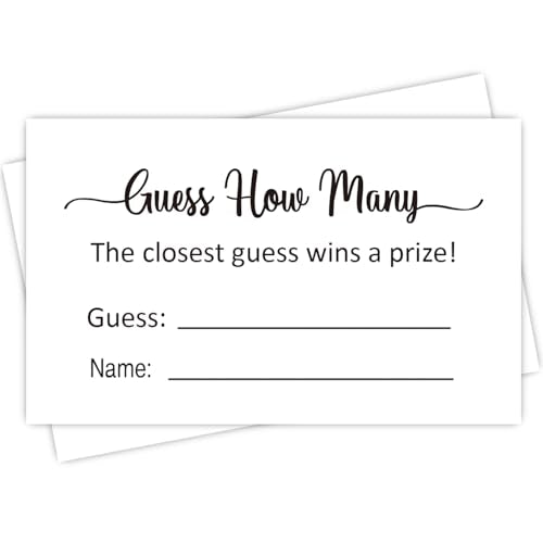 KONKAVA Guess How Many Game Cards for Baby Shower (50 Pack, 3.5" x 2") - Minimalist Design