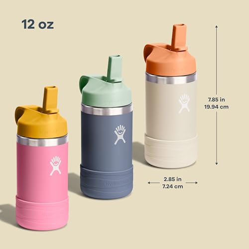 Insulated Kids Stainless Steel Water Bottle with Straw Cap 12 Oz Purple