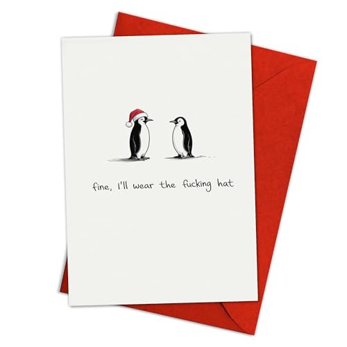 Funny Penguin Christmas Card with Envelope - Hilarious Holiday Greeting for Adults