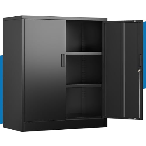 36-Inch Heavy-Duty Metal Storage Cabinet with Adjustable Shelves and Lock