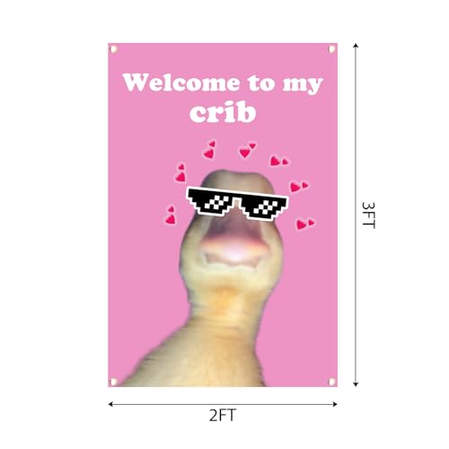 Welcome To My Crib Pink Tapestry Flag 2x3 FT with 4 Brass Grommets