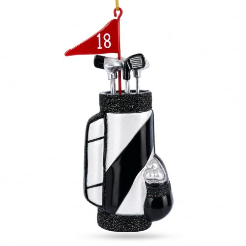 Golf Bag Ornament with Clubs - Handcrafted Glass Christmas Decoration