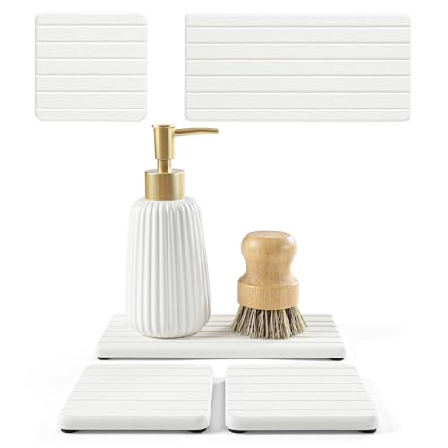 3-Pack Diatomite Stone Sink Organizer Trays - Fast-Absorbing Counter Mat