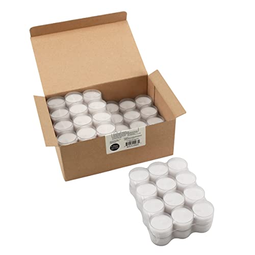 White Unscented Tea Light Candles in Clear Cups - 6-7 Hour Burn Time (96 Pack)