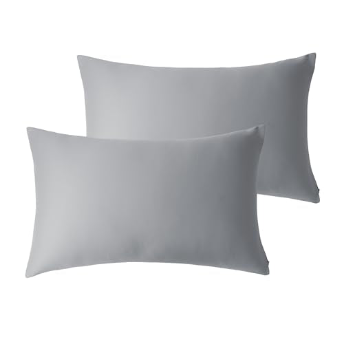 100% Cotton King Size Pillow Protectors, 600 Thread Count Gray, Set of 2