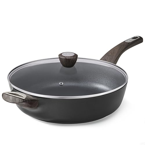 12-Inch Nonstick Frying Pan with Lid, 5-Quart Deep Saute Pan Skillet