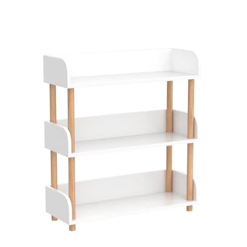3-Tier Wooden Open Bookcase, Modern Display Shelf with Anti-Fall Edges
