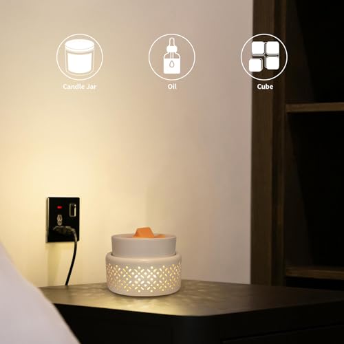 Ceramic Wax Melt Warmer with LED Night Light - Electric Fragrance Melter