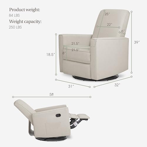 Upholstered Manual Swivel Glider Recliner Chair for Nursery - Light Sand