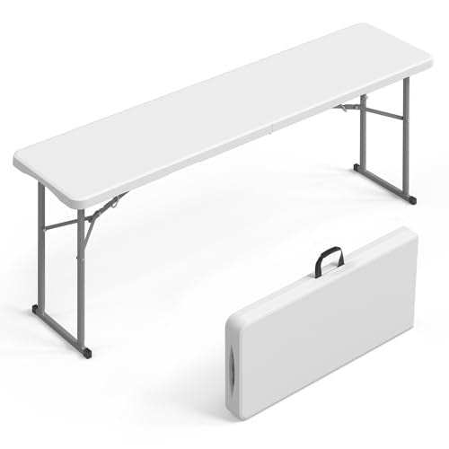 6 FT Narrow Folding Table - Space-Saving Portable HDPE Utility Table