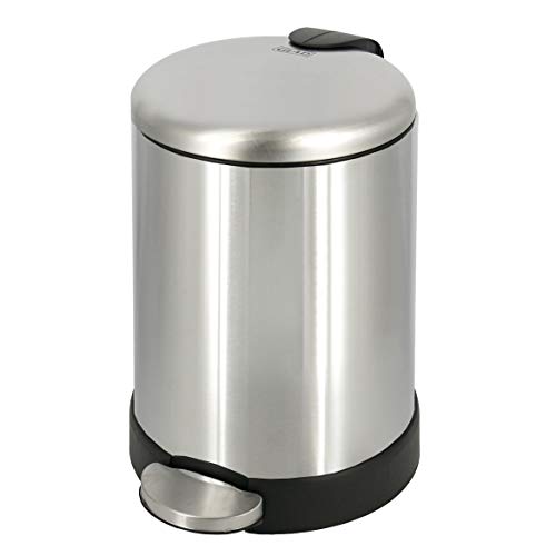 Small Stainless Steel Trash Can with Soft Close Lid and Step Pedal