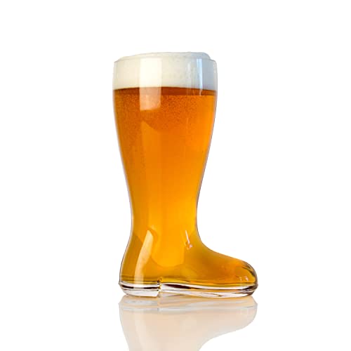 1 Liter German-Style Glass Beer Boot – Classic Oktoberfest Beer Mug